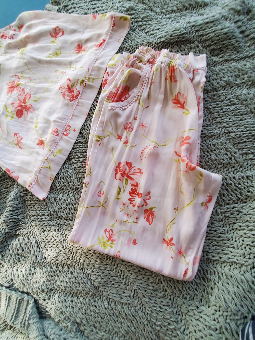 Nordstrom White & Coral Floral Cotton Pajama Set